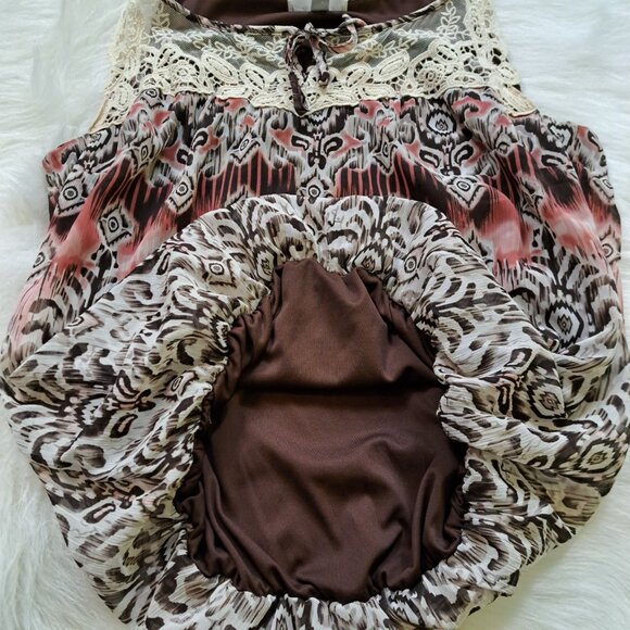 Dressbarn Lace Crochet Front Boho Tank Top Size XL - Picture 6 of 10